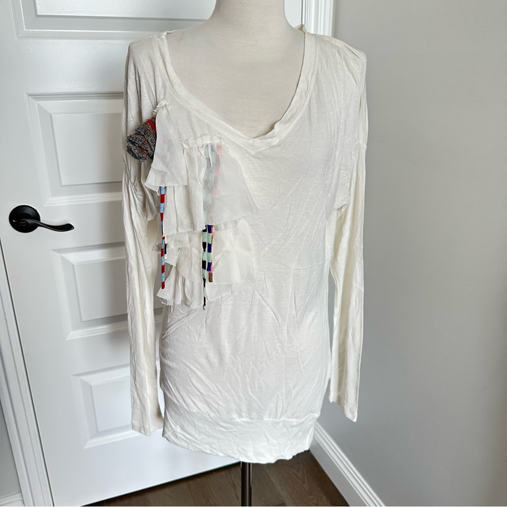 Missoni White Blouse with Colorful Fringe